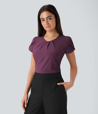 Breezeful™ Round Neck Short Sleeve Keyhole Back Quick Dry Work Top
