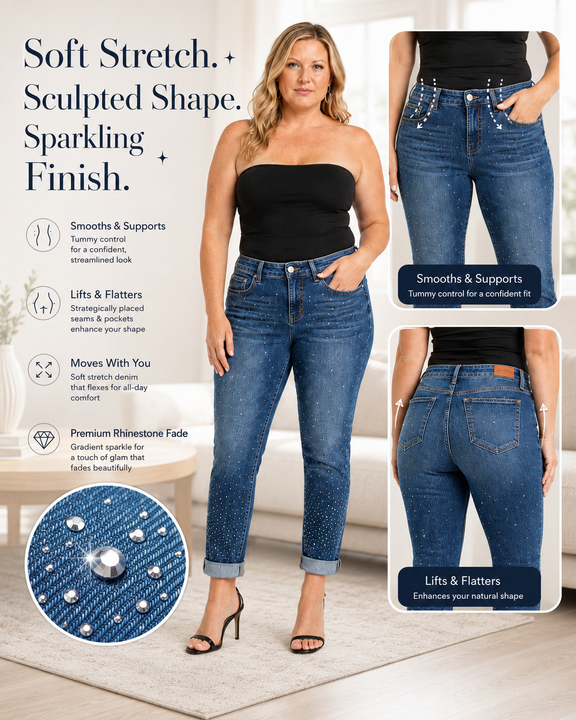 Tummy Control Cuffed Slim Fit Jeans (🔥 Buy 1, Get 1 FREE – Limited Time!)
