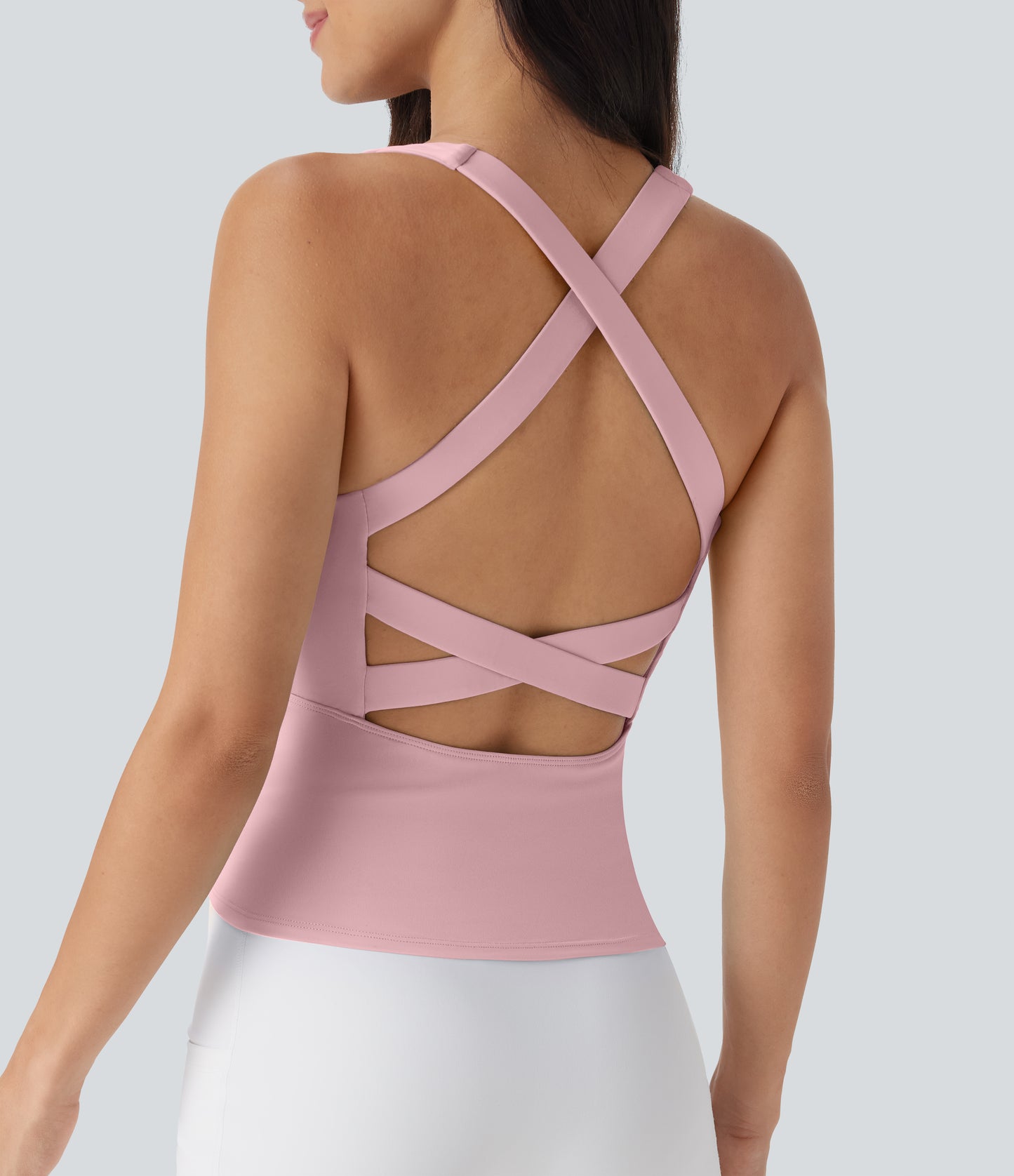 SoftlyZero™ Airy Square Neck Cropped InstantCool Running Tank Top-Longer Length