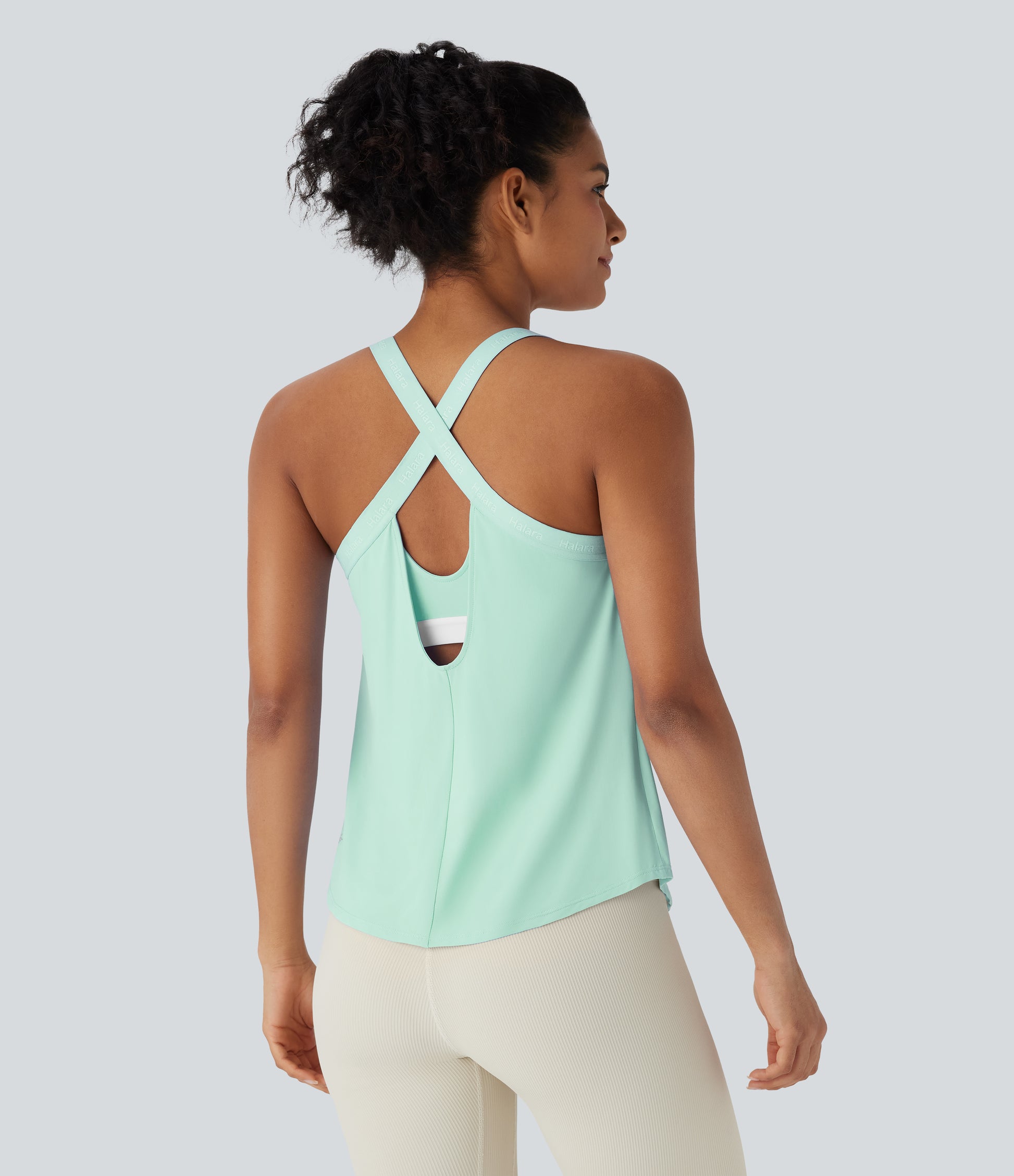 U Neck Curved Hem InstantCool Yoga Tank Top-UPF50+