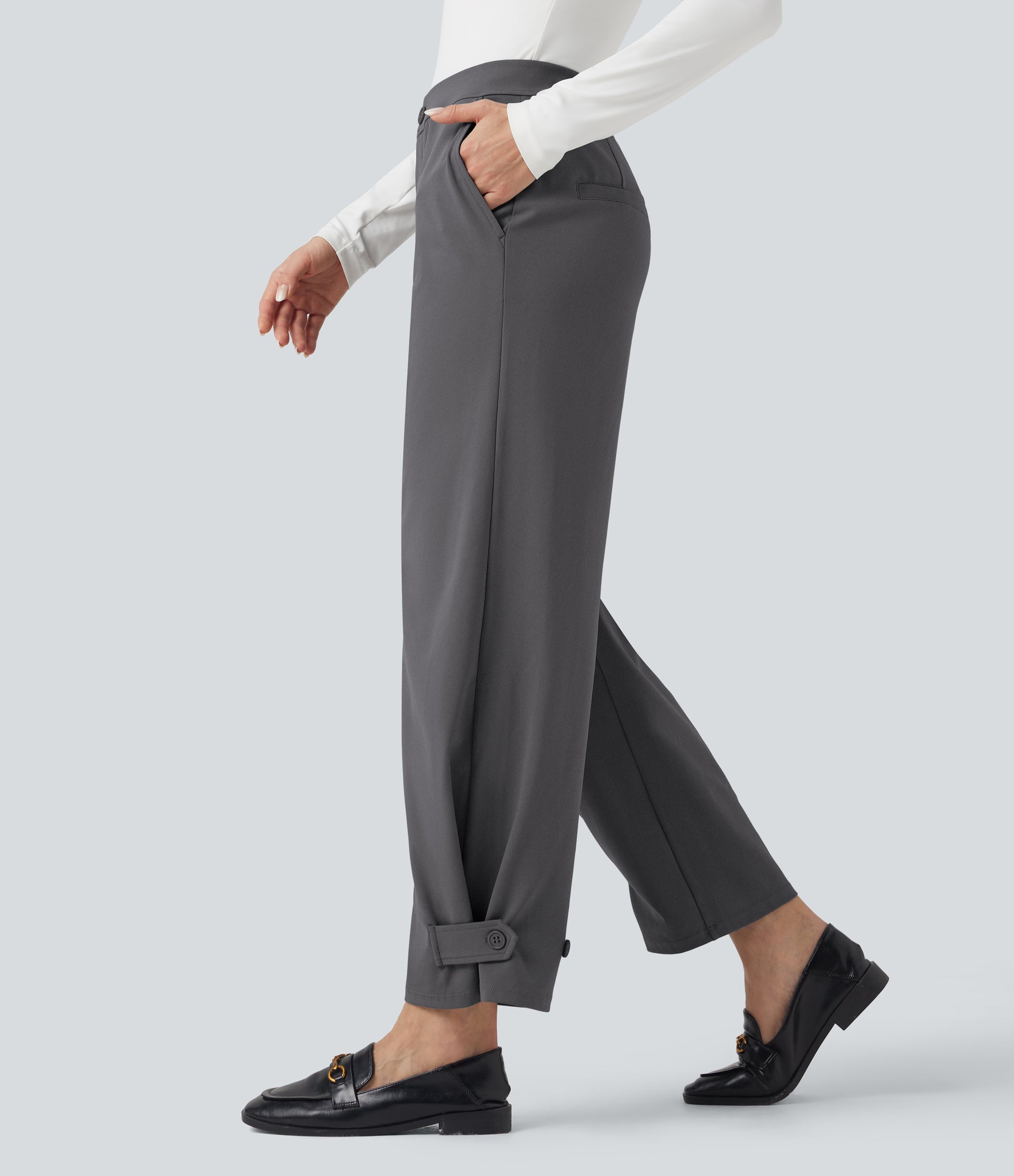 Flex™ DayStretch Mid Rise Adjustable Pant Width Work Tapered Pants with Pockets