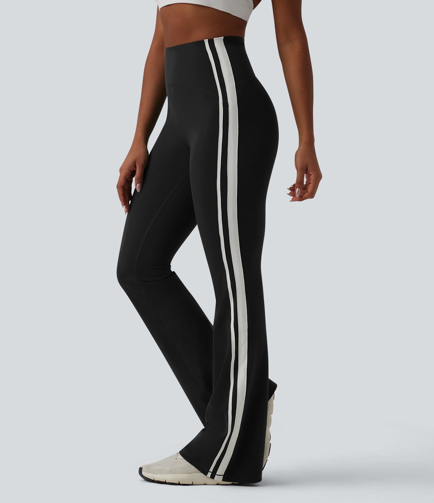 UltraSculpt™ High-waisted Tummy Control Side Stripe Yoga 7/8 Flare Leggings