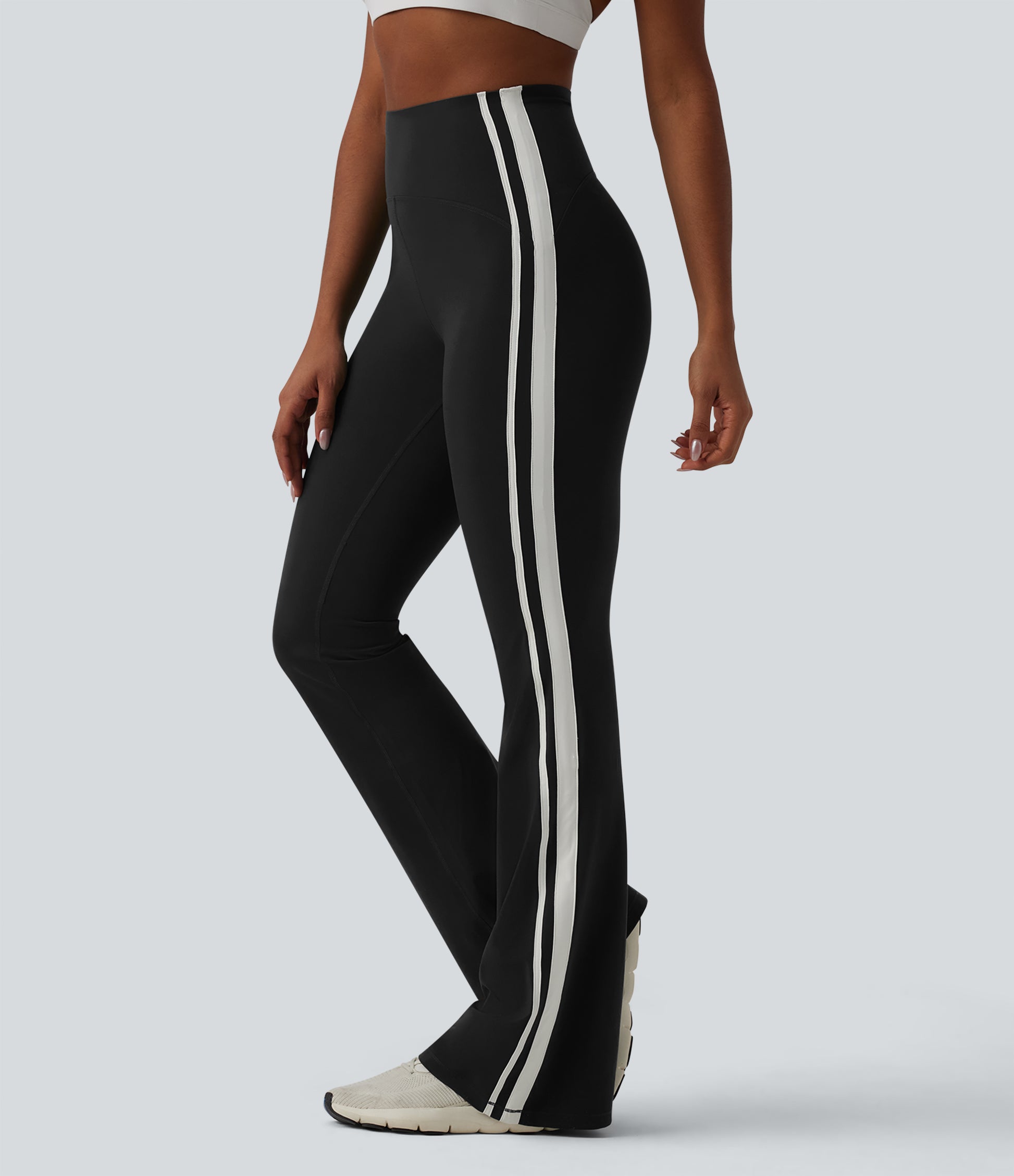 UltraSculpt™ High-waisted Tummy Control Side Stripe Yoga 7/8 Flare Leggings