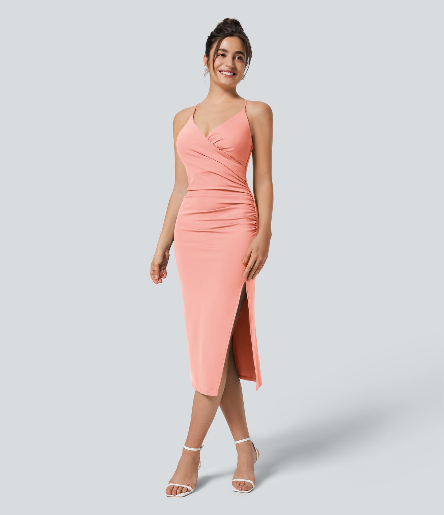 SoftlyZero™ Airy Crossover Ruched Lace Up Bodycon InstantCool Dress