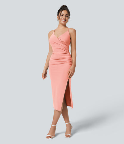SoftlyZero™ Airy Crossover Ruched Lace Up Bodycon InstantCool Dress