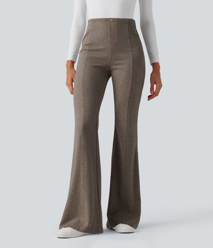 Ribbed High Waisted Tummy Control Casual Flare Pants