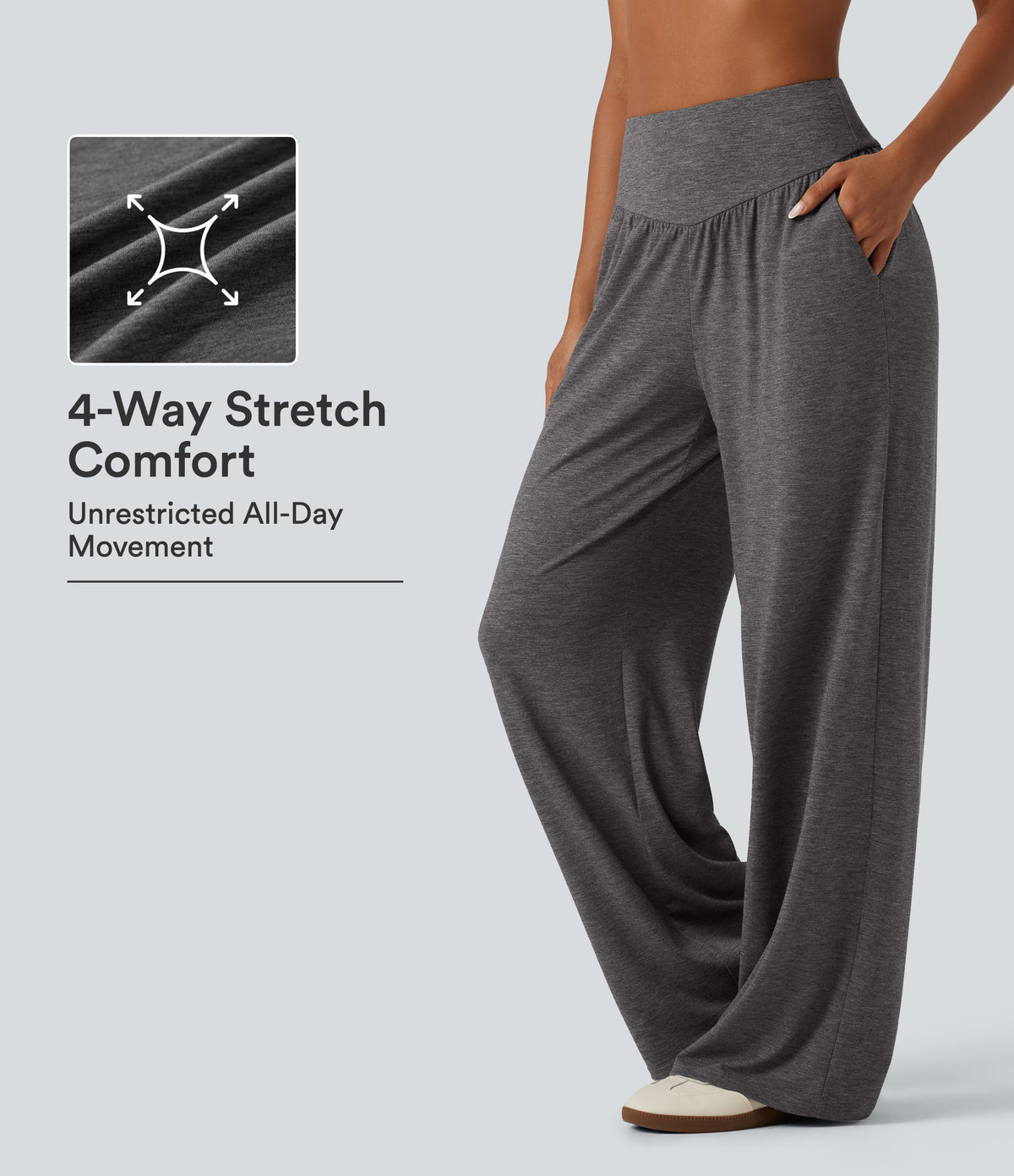High Waisted Ruched Baggy Yoga Pants with Pockets