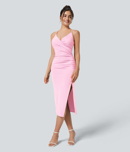 SoftlyZero™ Airy Crossover Ruched Lace Up Bodycon InstantCool Dress