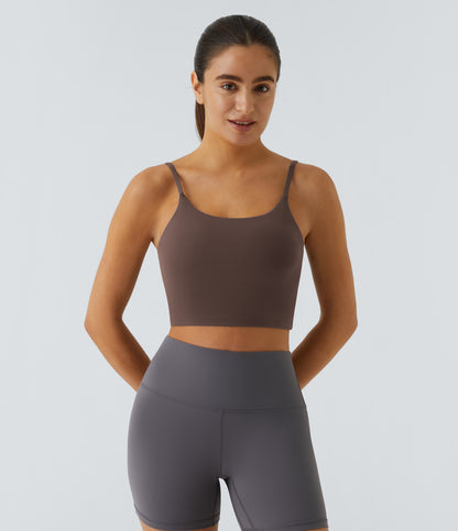 Basic Padded Workout Cropped Low Support Tank Top A-D Cups