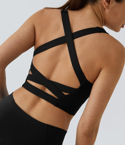 SoftlyZero™ Airy Square Neck Backless Crisscross Cropped InstantCool Yoga Tank Top