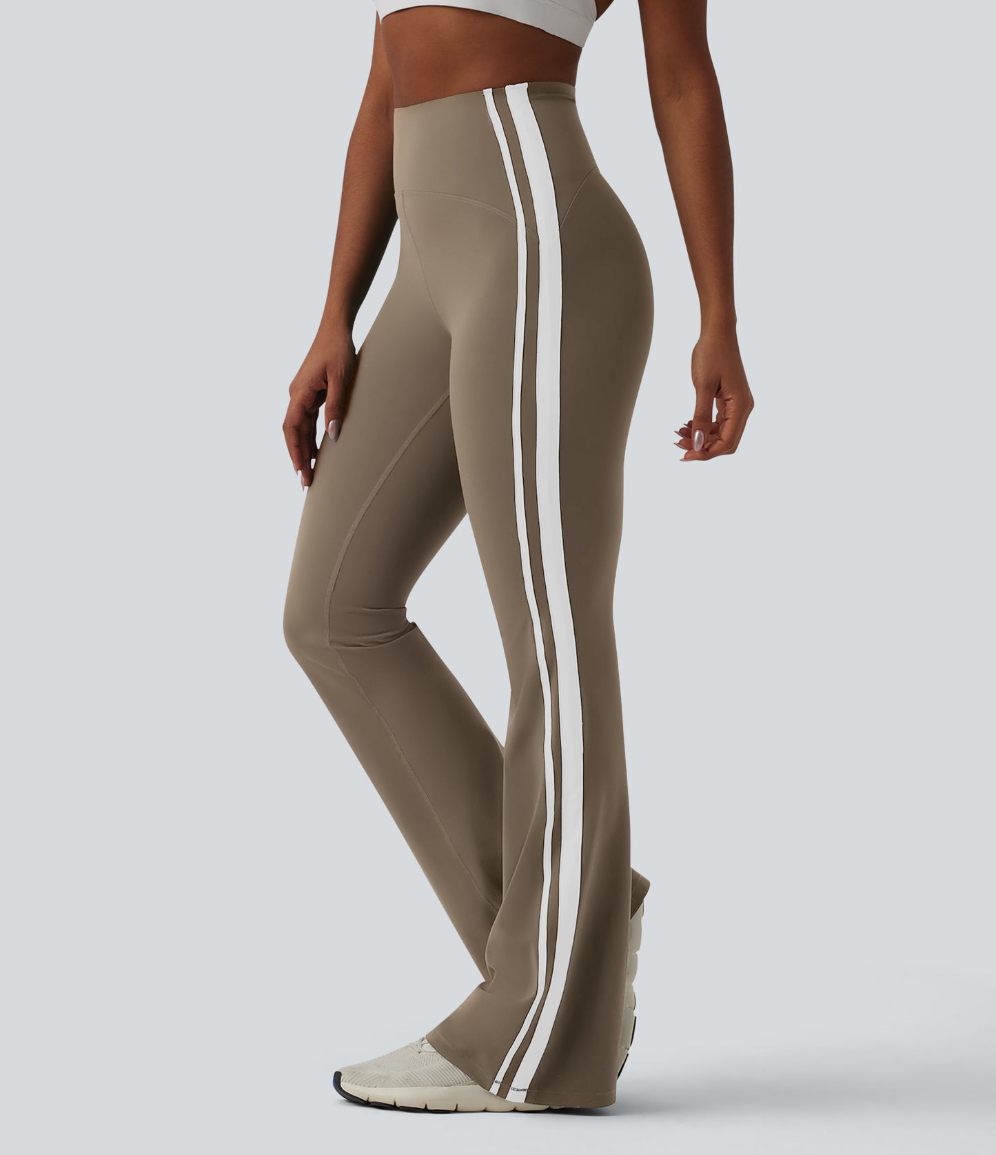 UltraSculpt™ High-waisted Tummy Control Side Stripe Yoga 7/8 Flare Leggings