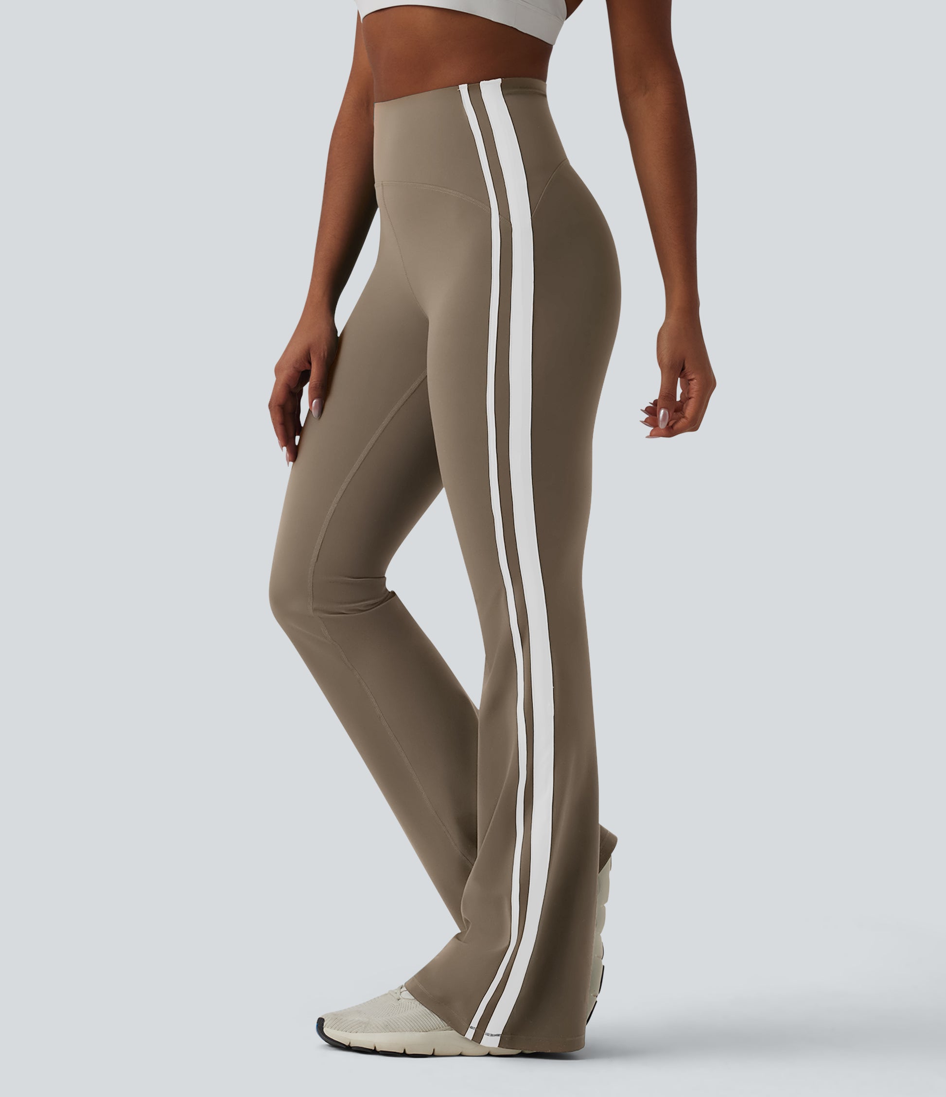 UltraSculpt™ High-waisted Tummy Control Side Stripe Yoga 7/8 Flare Leggings
