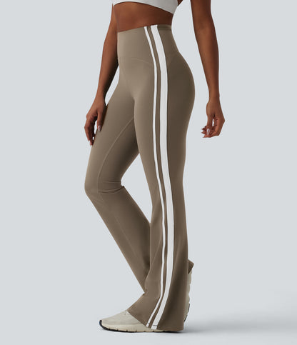 UltraSculpt™ High-waisted Tummy Control Side Stripe Yoga 7/8 Flare Leggings