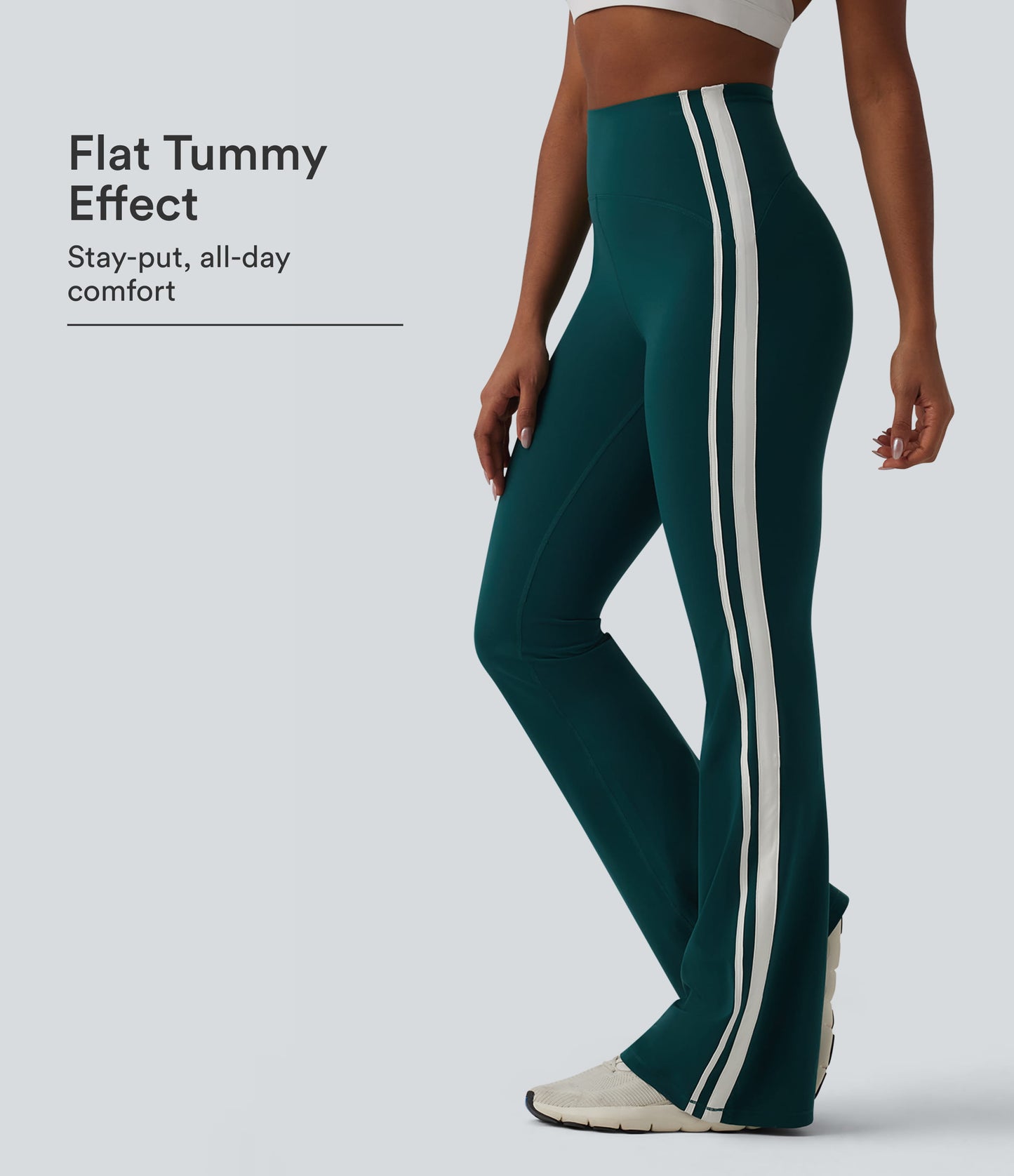 UltraSculpt™ High-waisted Tummy Control Side Stripe Yoga 7/8 Flare Leggings