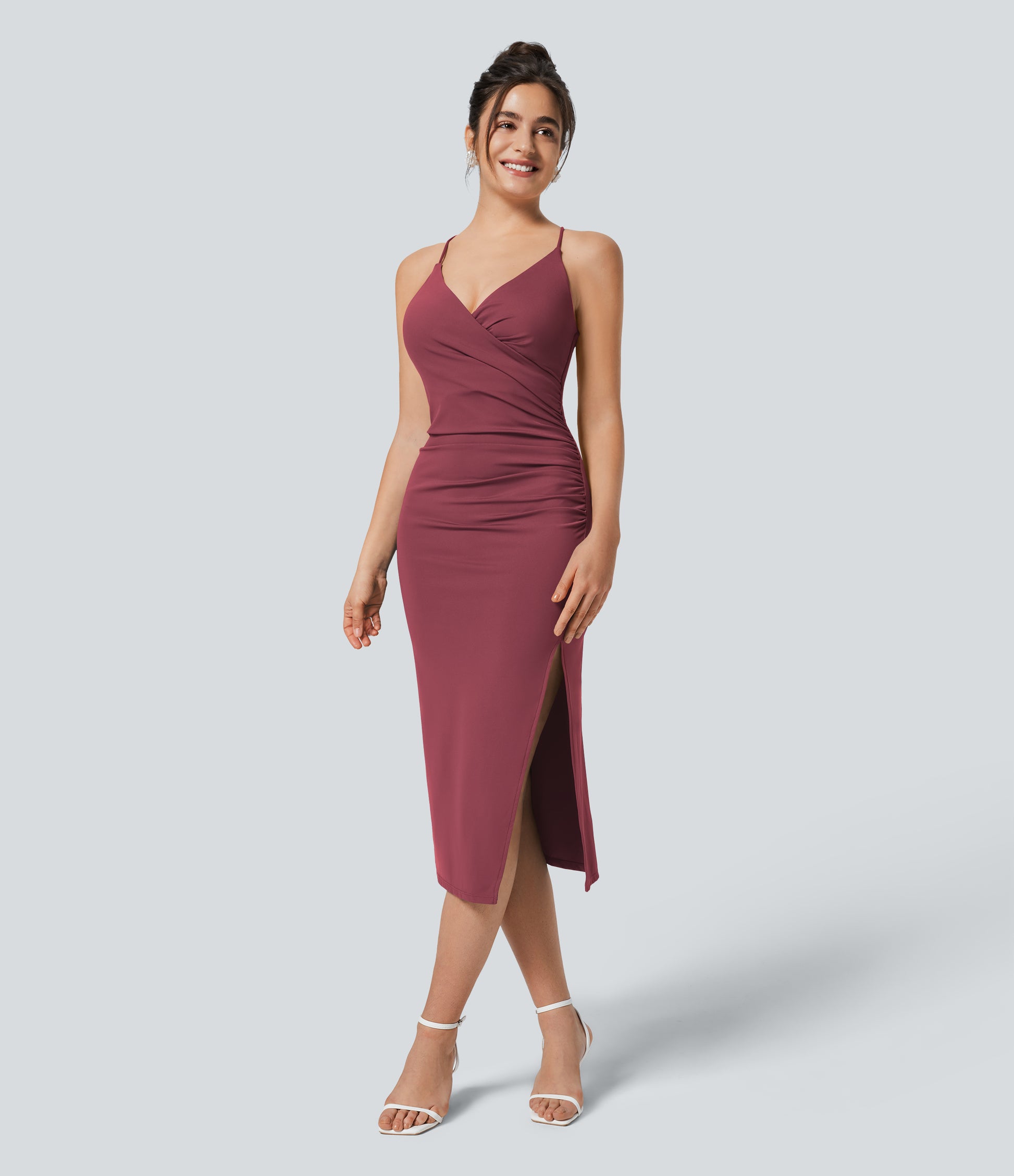 SoftlyZero™ Airy Crossover Ruched Lace Up Bodycon InstantCool Dress