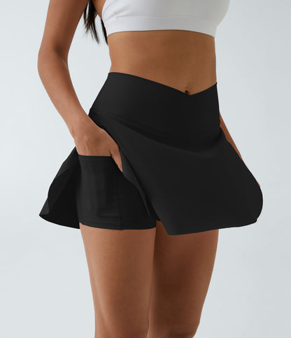 SoftlyZero™ Airy Crossover Pocket 2-in-1 InstantCool Tennis Skirt-Lucid-Longer Length