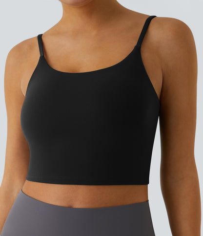 Basic Padded Workout Cropped Low Support Tank Top A-D Cups