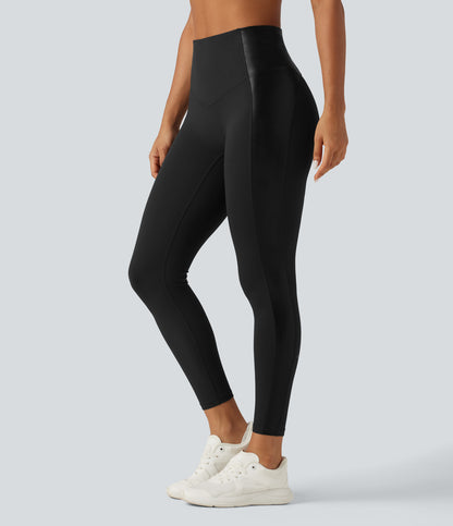 Halara UltraSculpt™ High Waisted Stretchy PU Tummy Control Yoga Leggings with Pocket
