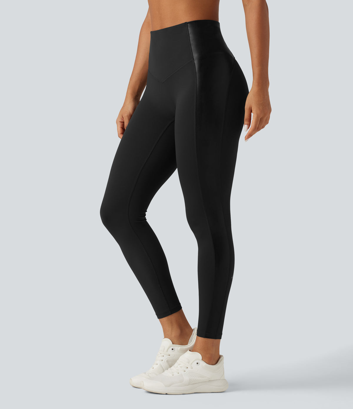 UltraSculpt™ High Waisted Stretchy PU Tummy Control Yoga Leggings with Pocket