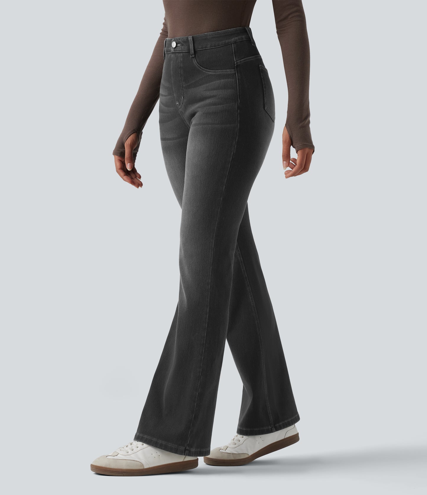 Flex™ High Waisted Tummy Control Butt Lifting Denim Casual Bootcut Leggings with Pockets