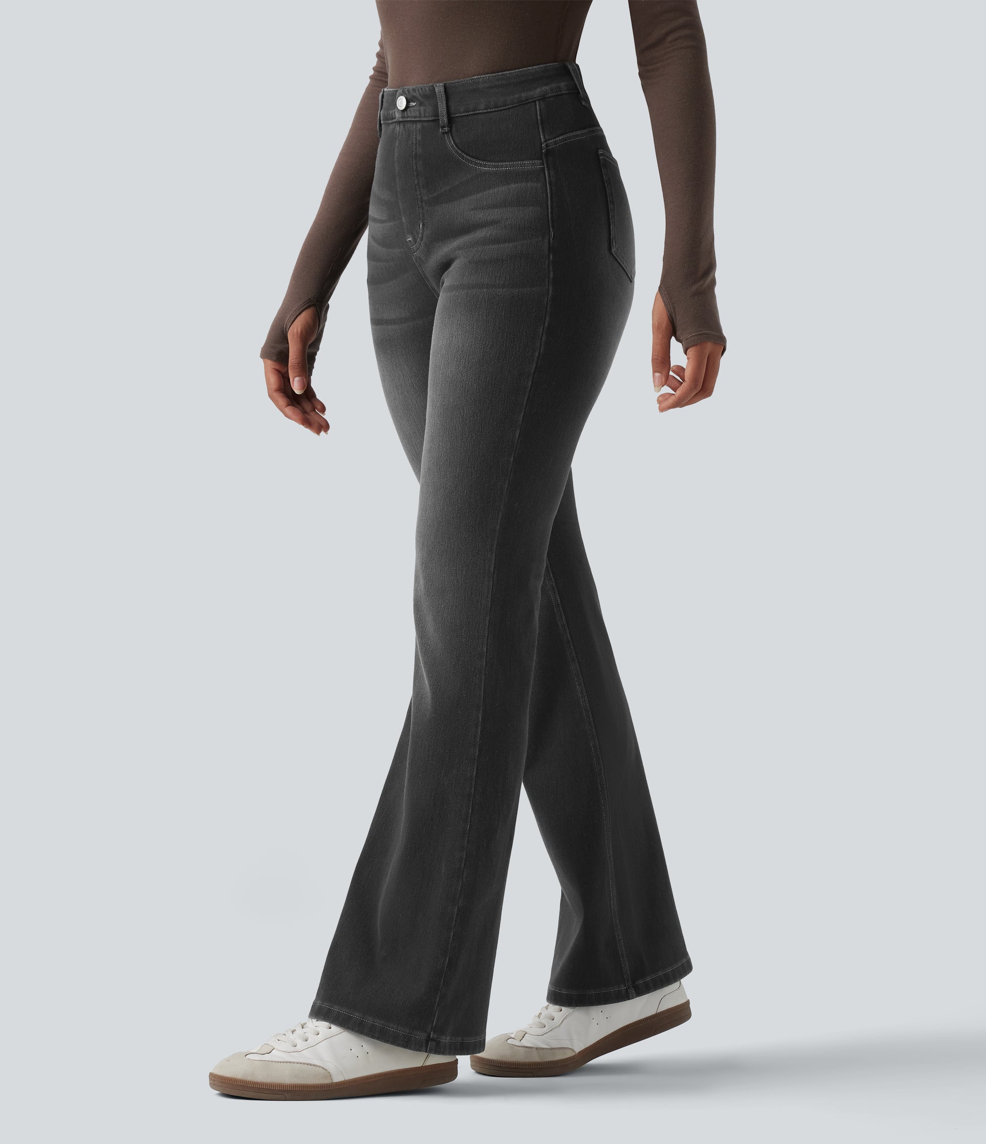 Flex™ High Waisted Tummy Control Butt Lifting Denim Casual Bootcut Leggings with Pockets