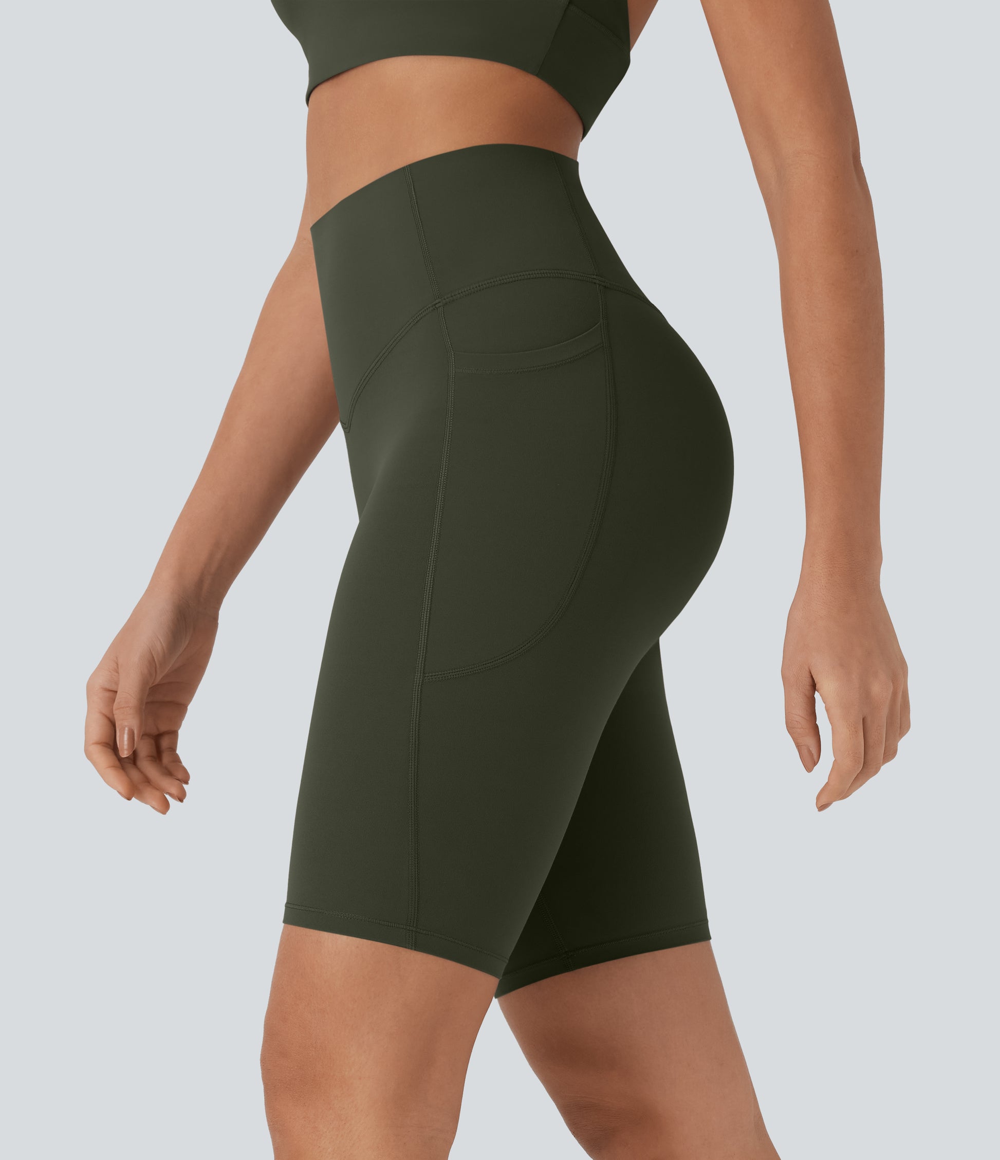 UltraSculpt™ High Waisted Tummy Control Pocket Shaping Training Biker Shorts 9''