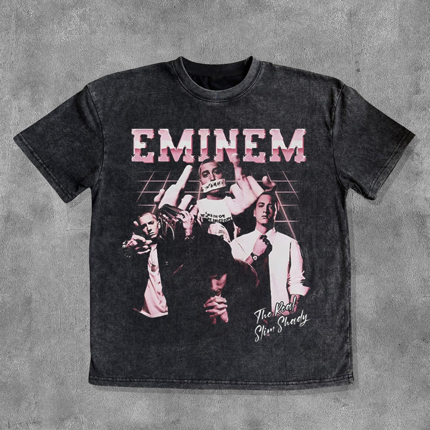 Letters Character Washed Distressed Short Sleeve T-Shirt