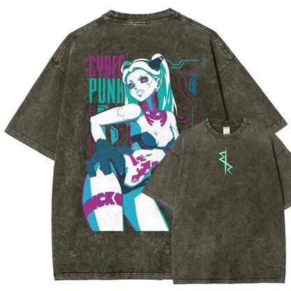 Cyberpunk Edgerunner Unisex Fit Washed T-Shirt 25 9  6622