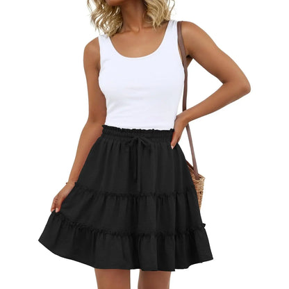Boho Skirts for Women Flowy Casual Cute Skorts Built-in Shorts