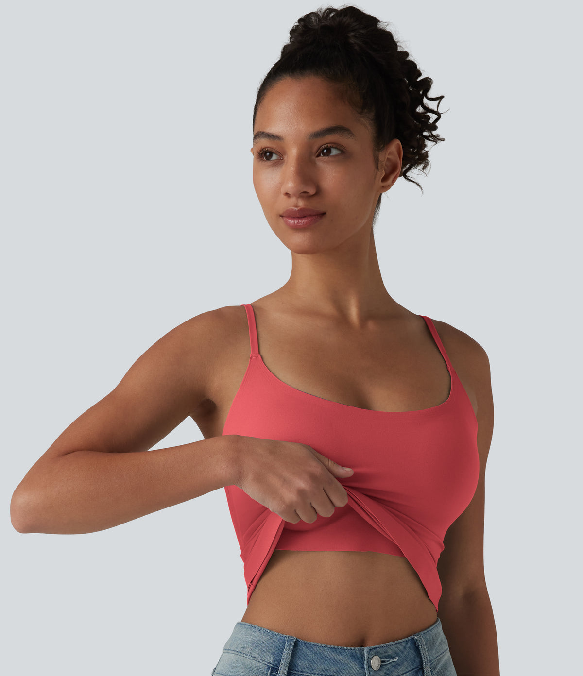 Scoop Neck Built-in Bra Casual Tank Top B-E Cups