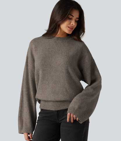 Stand Collar Long Sleeve Work Sweater