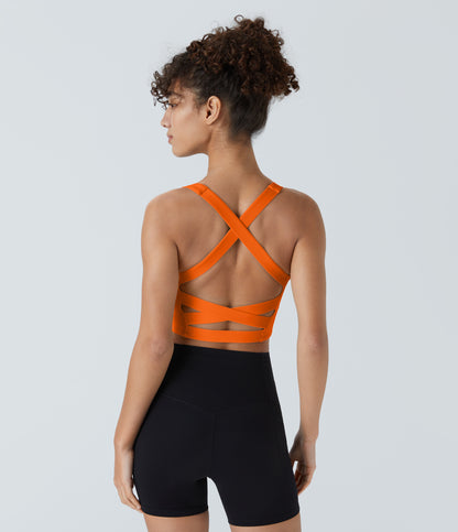 SoftlyZero™ Airy Square Neck Backless Crisscross Cropped InstantCool Yoga Tank Top