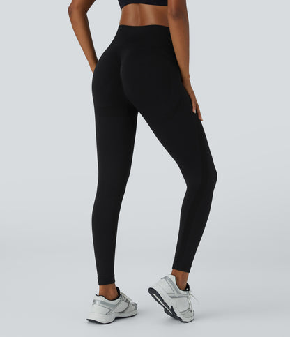 OneForm Seamless Flow High Waisted Ruched 7/8 Yoga Leggings