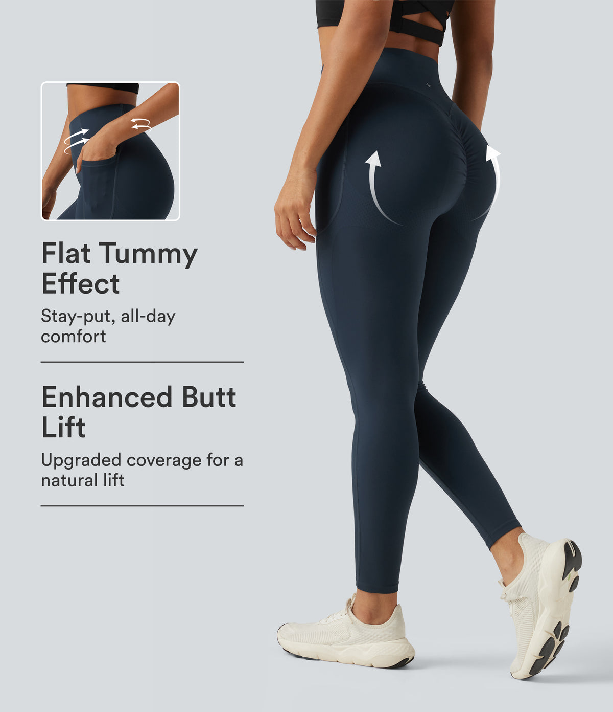 UltraSculpt™ High Waisted Scrunch Butt Lifting Tummy Control Shaping Training Leggings with Pockets