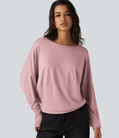 Round Neck Long Sleeve Relaxed Casual Top