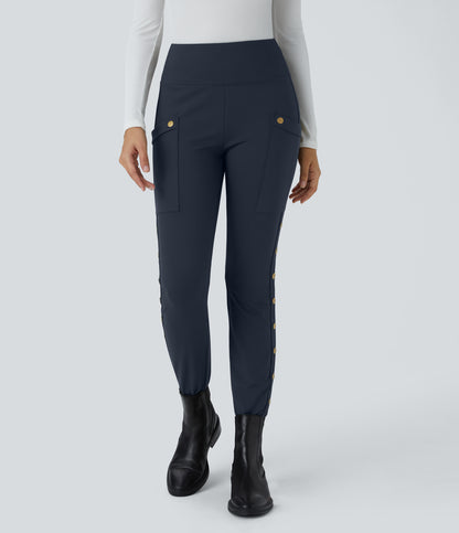 DayStretch High Waisted Decorative Pocket Skinny Ankle Length Casual Pants