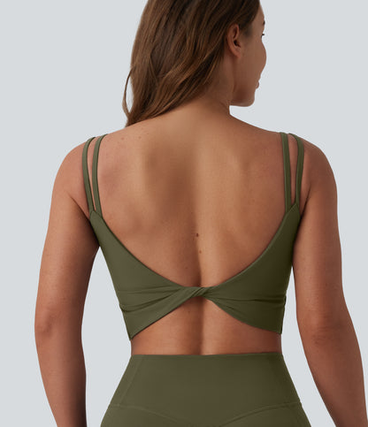 Halara UltraSculpt™ Double Straps Twisted Backless Cropped Built-in Bra Yoga Tank Top DD-F Cups