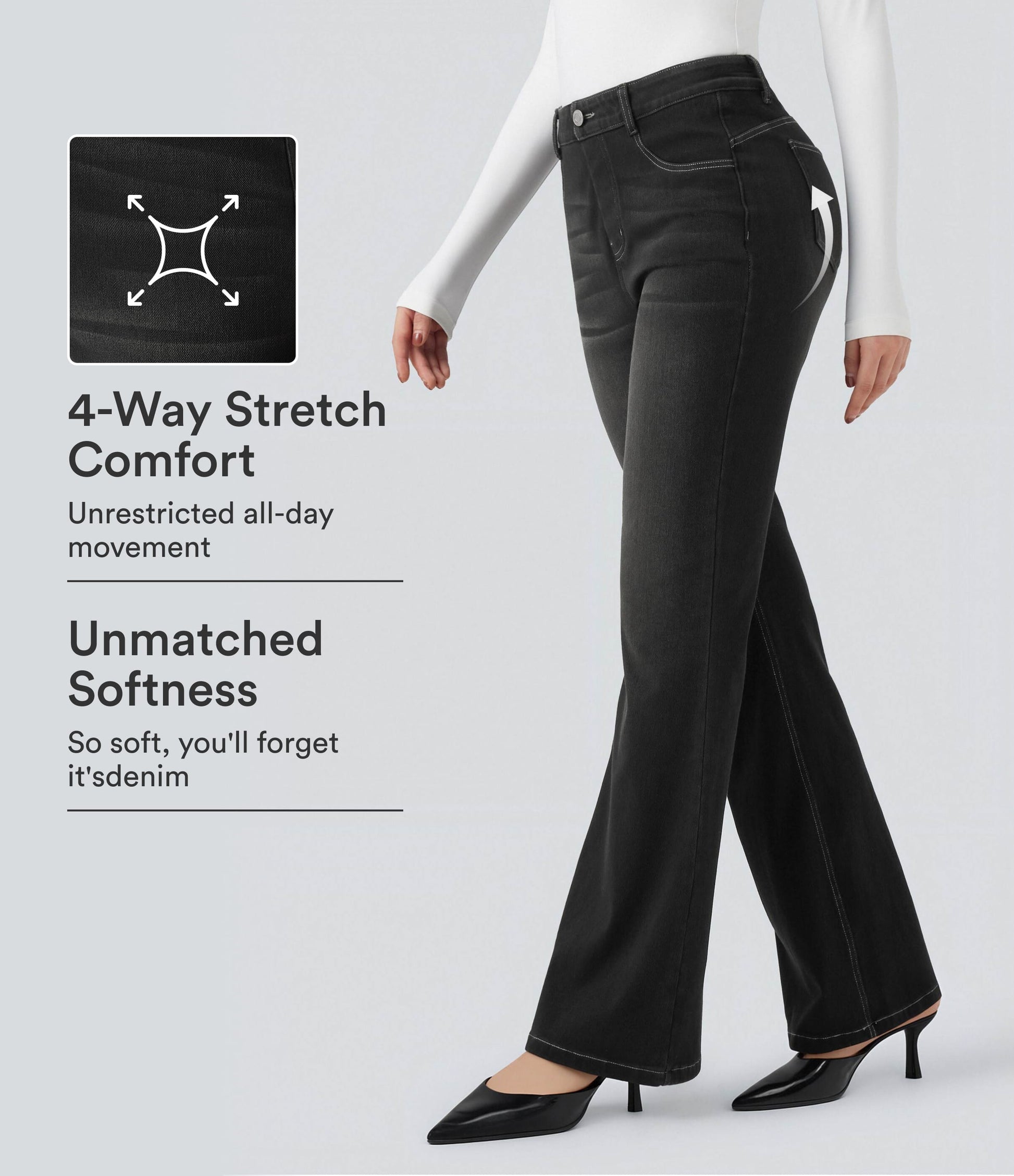 Halara Flex™ High Waisted Tummy Control Butt Lifting Denim Casual Bootcut Leggings with Pockets