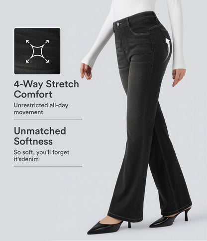 Flex™ High Waisted Tummy Control Butt Lifting Denim Casual Bootcut Leggings with Pockets