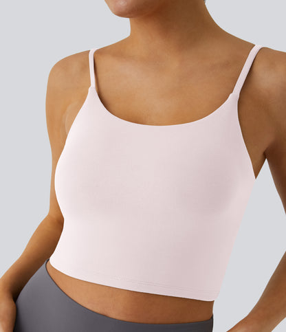 Basic Padded Workout Cropped Low Support Tank Top A-D Cups