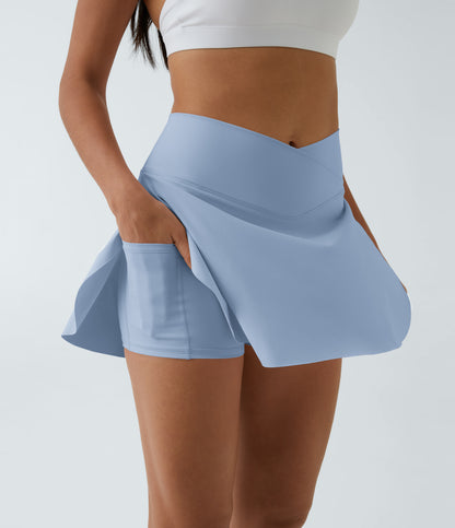 SoftlyZero™ Airy Crossover Pocket 2-in-1 InstantCool Tennis Skirt-Lucid-Longer Length
