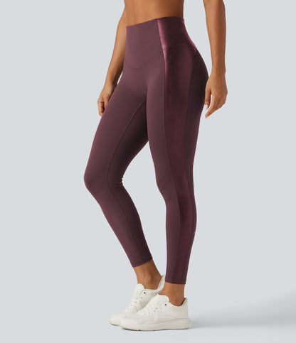 UltraSculpt™ High Waisted Stretchy PU Tummy Control Yoga Leggings with Pocket
