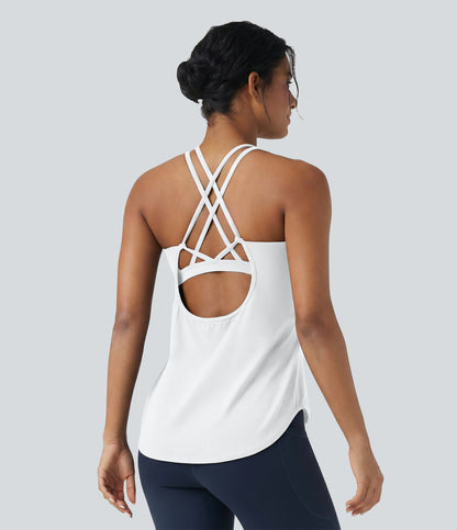 Halara UltraSculpt™ Round Neck Crisscross Back Running Tank Tops DD-F Cups
