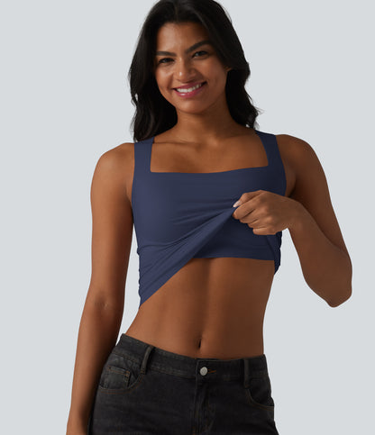 Square Neck Built-in Bra Casual Tank Top B-E Cups