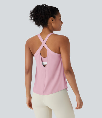 U Neck Curved Hem InstantCool Yoga Tank Top-UPF50+