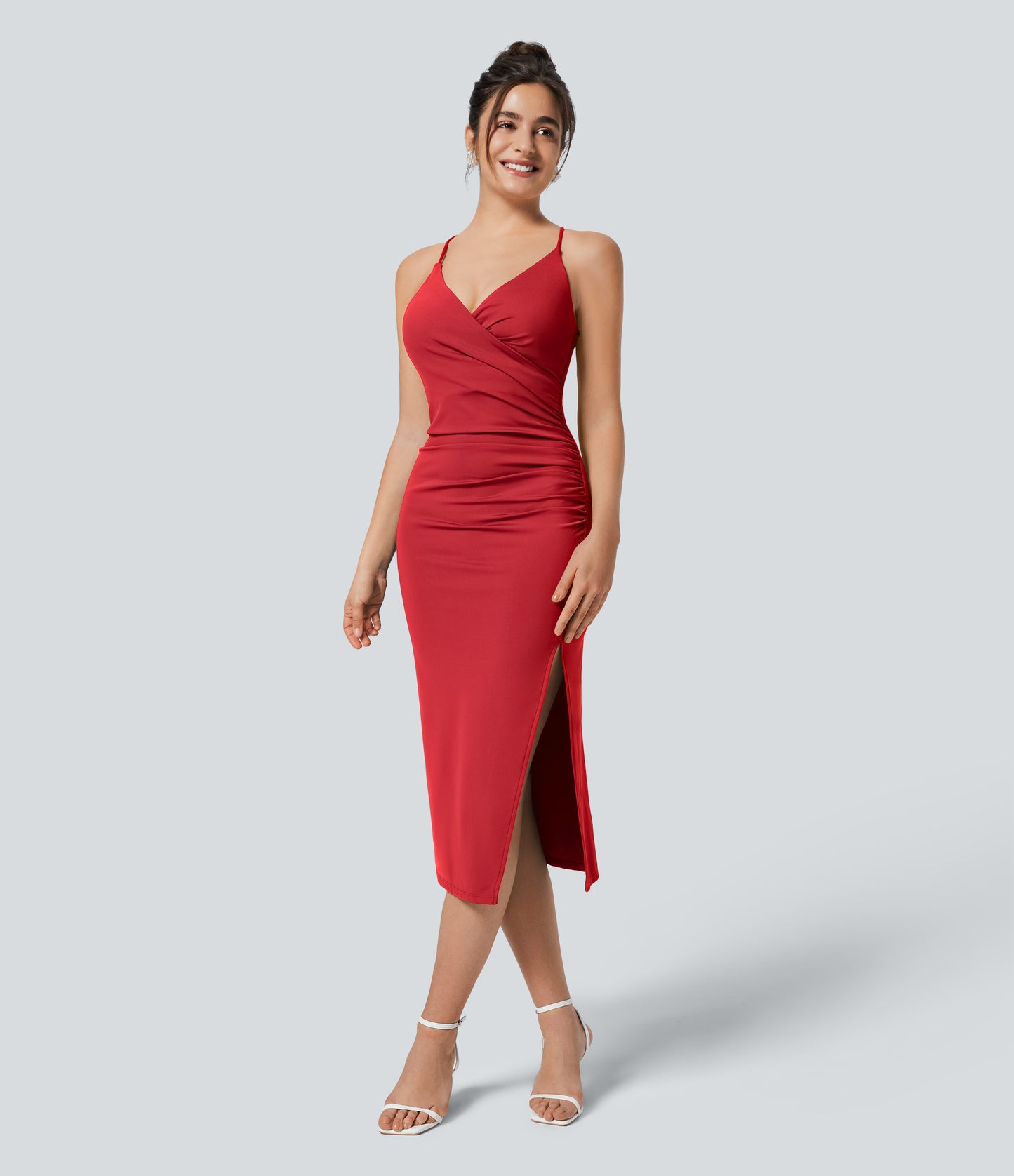 SoftlyZero™ Airy Crossover Ruched Lace Up Bodycon InstantCool Dress