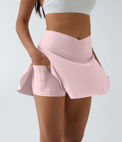 SoftlyZero™ Airy Crossover Pocket 2-in-1 InstantCool Tennis Skirt-Lucid-Longer Length