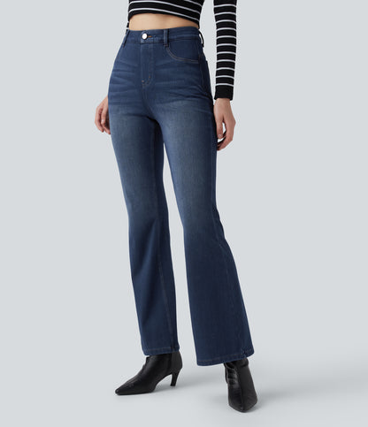 Flex™ High Waisted Tummy Control Butt Lifting Denim Casual Bootcut Leggings with Pockets