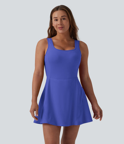 SoftlyZero™ Airy U Neck 2-in-1 Pocket Mini Cool Touch Dance Active Dress DD-F Cups-Easy Peezy