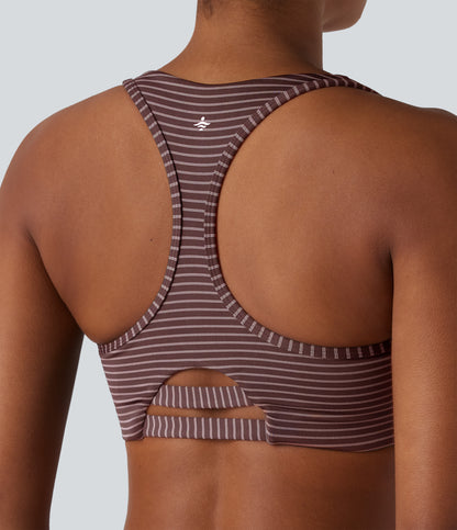 Medium Support Racerback Stripes Training Sports Bra